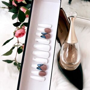 Butterfly & Rhinestones Custom Press On Nails | High Quality Nails | Handmade